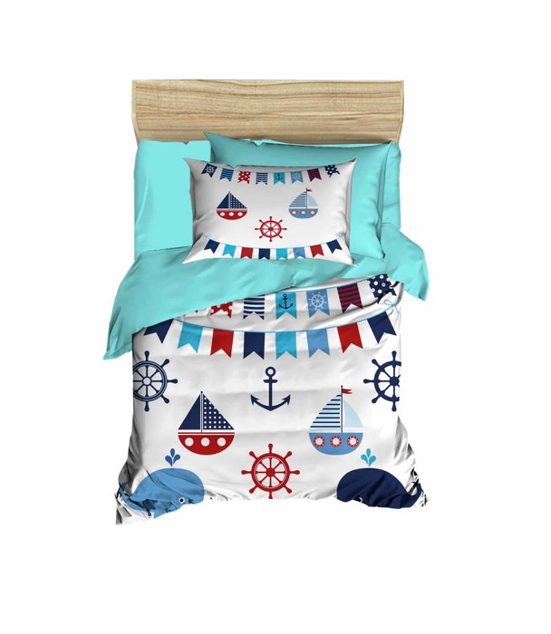 L'essentiel linge de maison Juego de funda nórdica PH113 en Turquesa, Rojo y Blanco L'essentiel linge de maison Juego de funda nórdica PH113 en Turquesa, Rojo y Blanco
